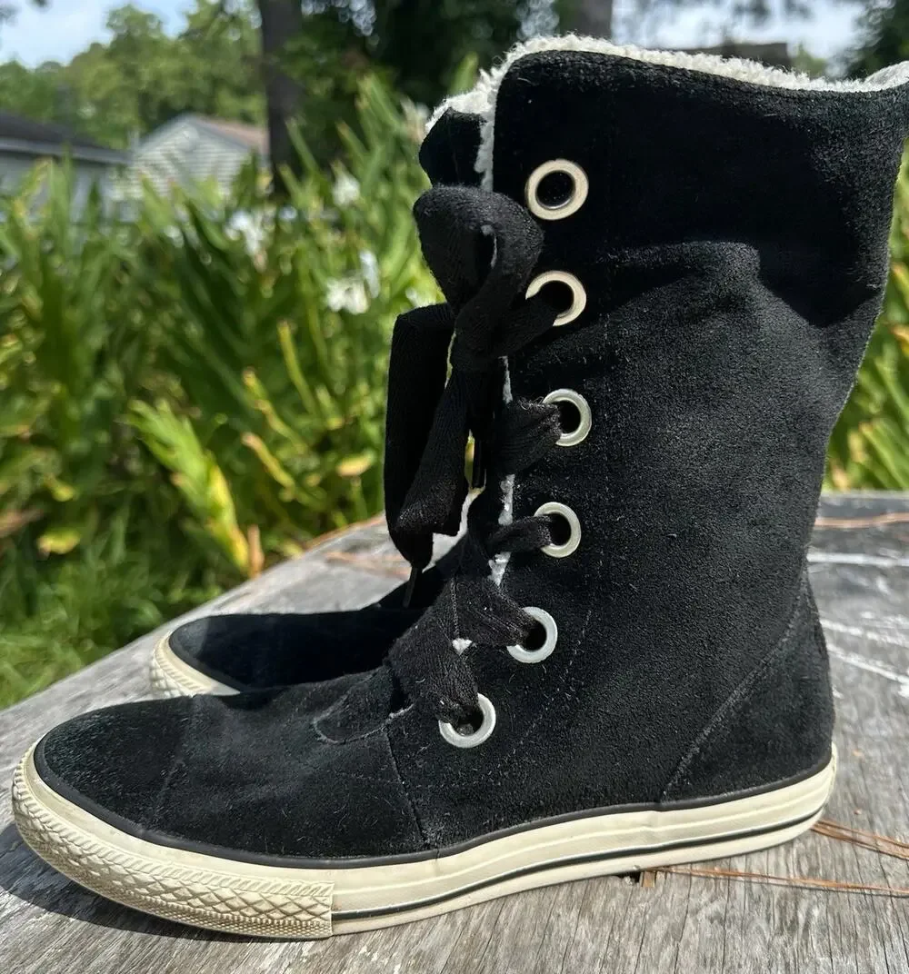 Converse Beverly Xhi Boot Juniors 5 Chuck Taylor Sherpa Lined Suede Lace Up 975